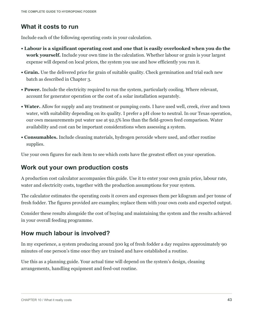 Guide page 43: Understand production costs